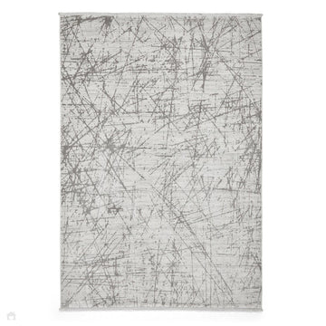 Mirage MR80 Modern Abstract Distressed Metallic Shimmer Soft Textured High-Density Polyester/Viscose Mix Low Profile Short Pile Grey Rug-Think Rugs-Rug Love - The Most Loved Rug Store